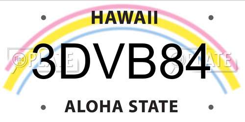 3DVB84 Hawaii License Plate