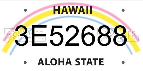 3E52688 Hawaii License Plate