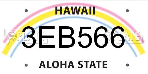 3EB566 Hawaii License Plate