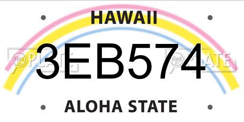 3EB574 Hawaii License Plate