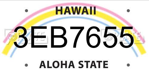 3EB7655 Hawaii License Plate