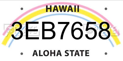 3EB7658 Hawaii License Plate