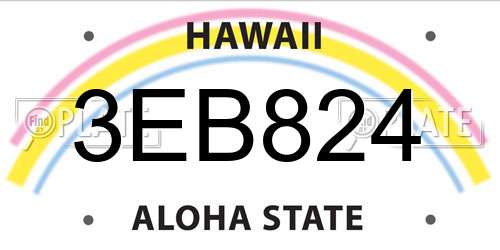 3EB824 Hawaii License Plate