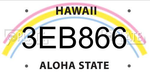 3EB866 Hawaii License Plate