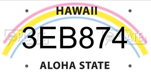3EB874 Hawaii License Plate