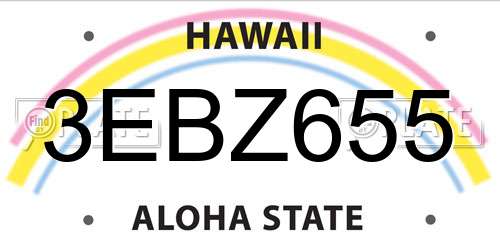 3EBZ655 Hawaii License Plate