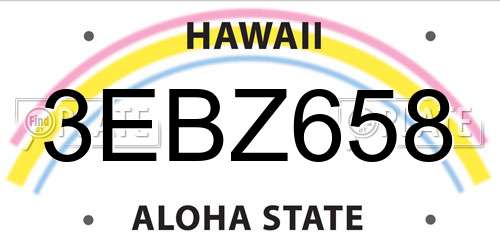3EBZ658 Hawaii License Plate