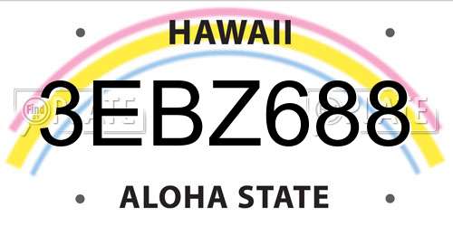 3EBZ688 Hawaii License Plate