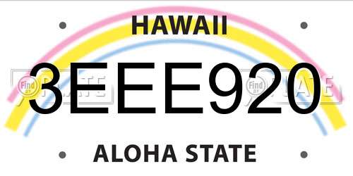3EEE920 Hawaii License Plate