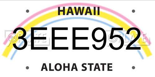 3EEE952 Hawaii License Plate
