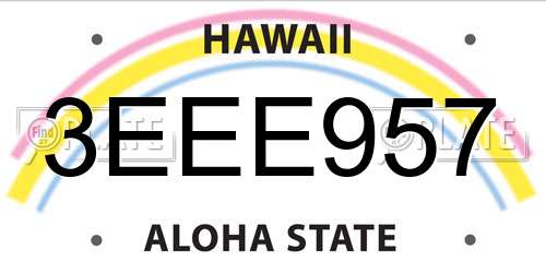 3EEE957 Hawaii License Plate