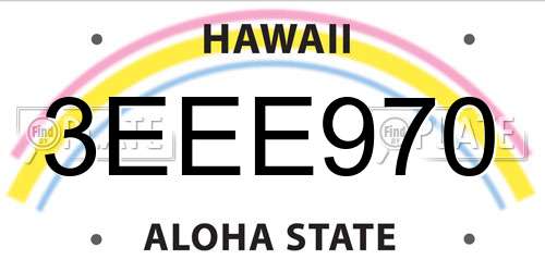 3EEE970 Hawaii License Plate