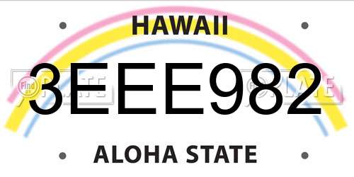 3EEE982 Hawaii License Plate