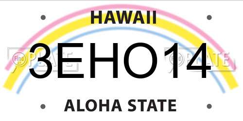 3EHO14 Hawaii License Plate
