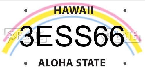 3ESS66 Hawaii License Plate
