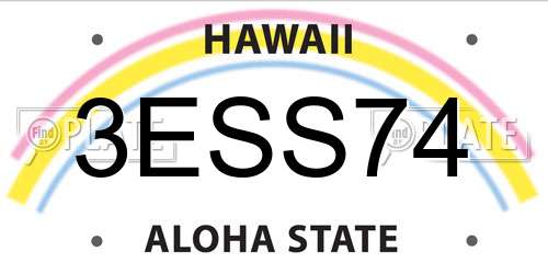 3ESS74 Hawaii License Plate