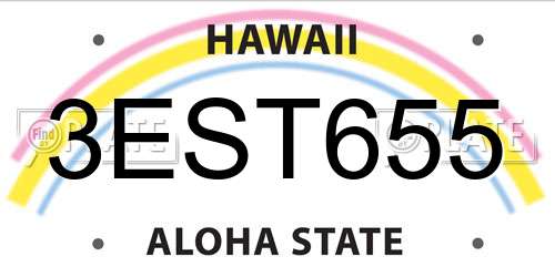 3EST655 Hawaii License Plate