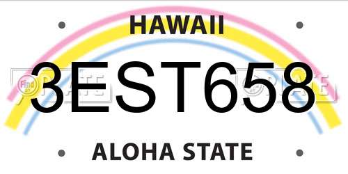 3EST658 Hawaii License Plate