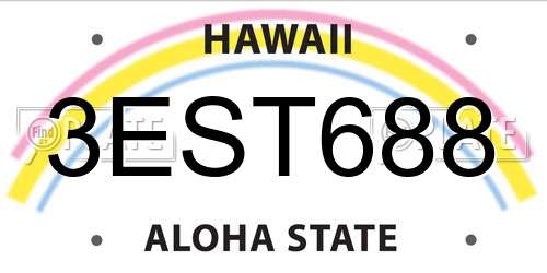 3EST688 Hawaii License Plate