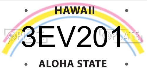 3EV201 Hawaii License Plate