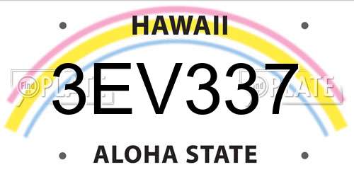 3EV337 Hawaii License Plate
