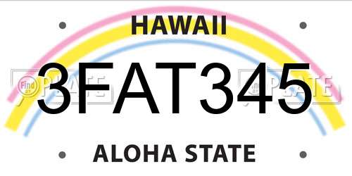 3FAT345 Hawaii License Plate