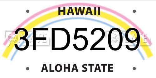 3FD5209 Hawaii License Plate