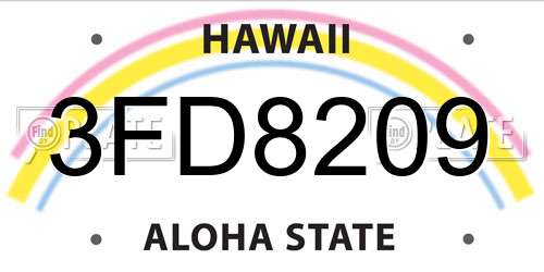 3FD8209 Hawaii License Plate