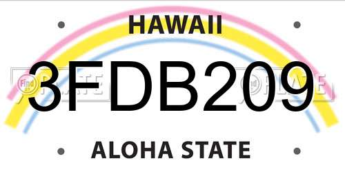3FDB209 Hawaii License Plate