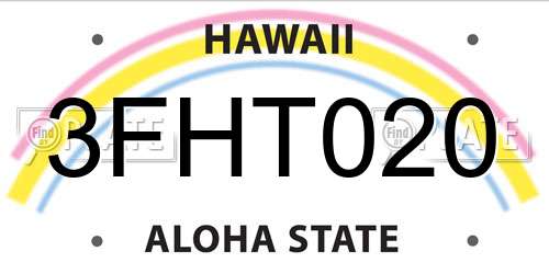 3FHT020 Hawaii License Plate