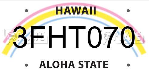 3FHT070 Hawaii License Plate