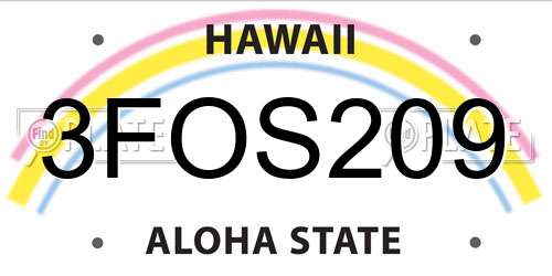 3FOS209 Hawaii License Plate