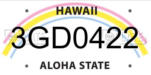 3GD0422 Hawaii License Plate
