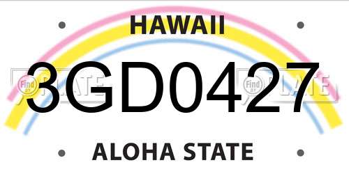 3GD0427 Hawaii License Plate