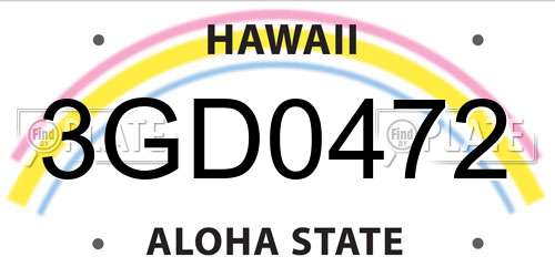 3GD0472 Hawaii License Plate