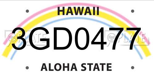 3GD0477 Hawaii License Plate