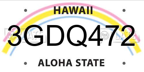 3GDQ472 Hawaii License Plate