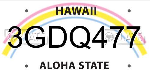 3GDQ477 Hawaii License Plate
