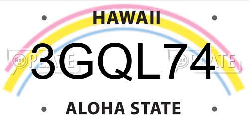 3GQL74 Hawaii License Plate