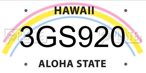 3GS920 Hawaii License Plate