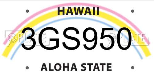 3GS950 Hawaii License Plate