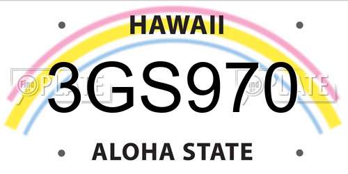 3GS970 Hawaii License Plate