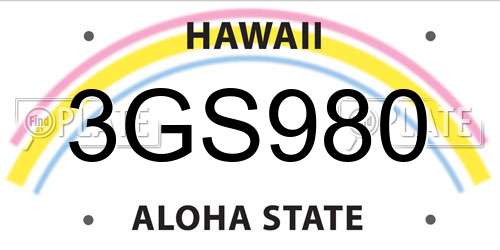 3GS980 Hawaii License Plate