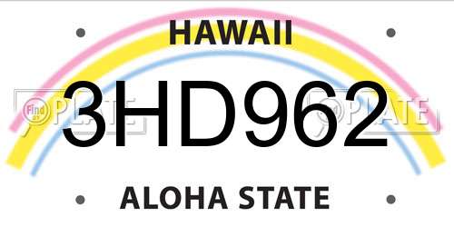 3HD962 Hawaii License Plate