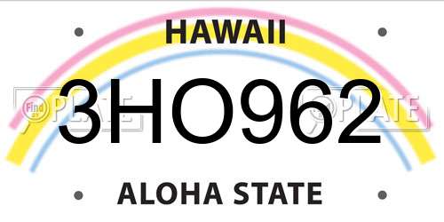 3HO962 Hawaii License Plate