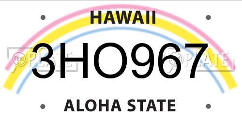 3HO967 Hawaii License Plate