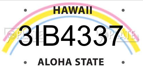 3IB4337 Hawaii License Plate
