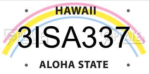 3ISA337 Hawaii License Plate