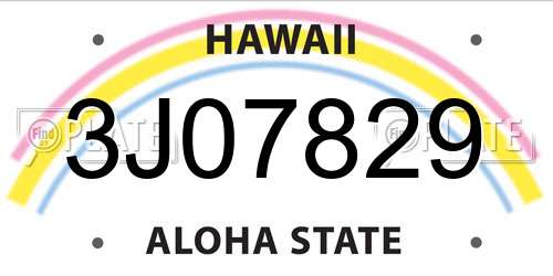 3J07829 Hawaii License Plate