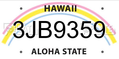 3JB9359 Hawaii License Plate